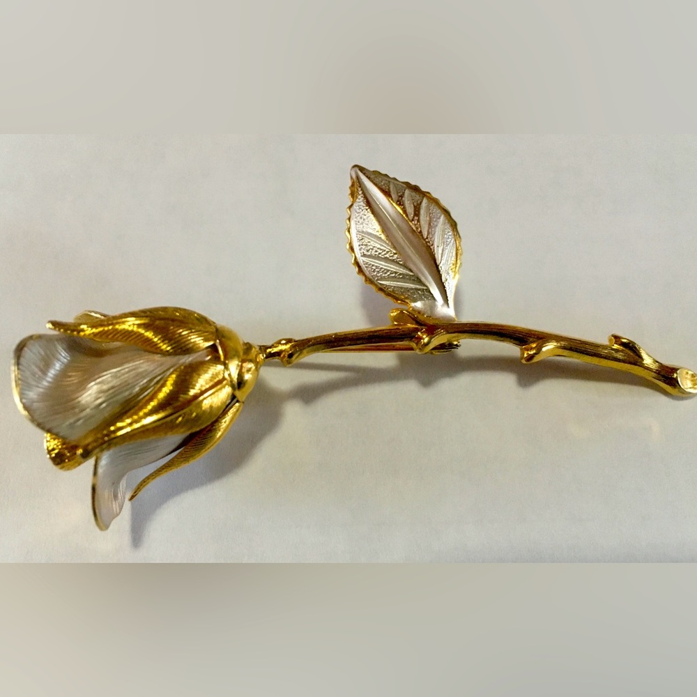 Gold and Silver Rose Brooch